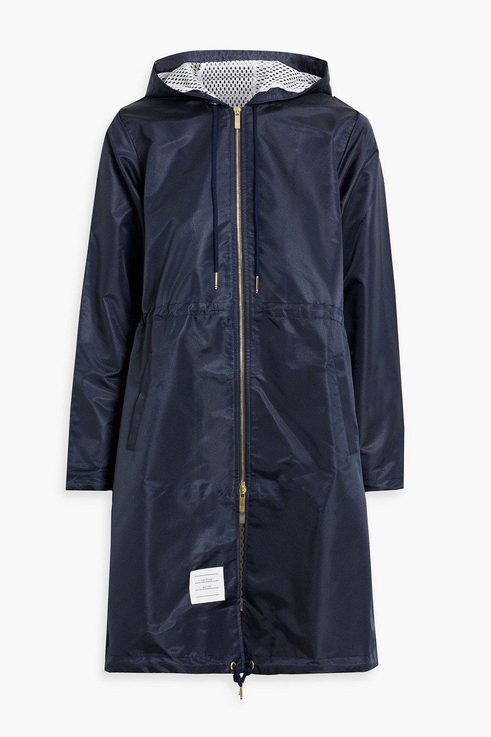 Thom Browne Striped Shell Hooded Parka In Blue