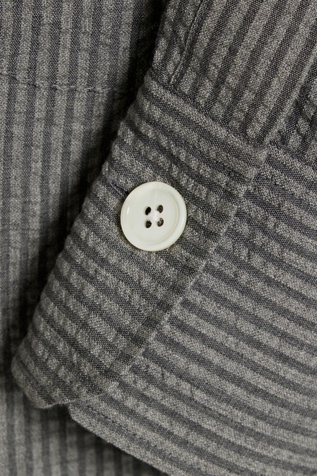 THOM BROWNE Striped cashmere-seersucker shirt