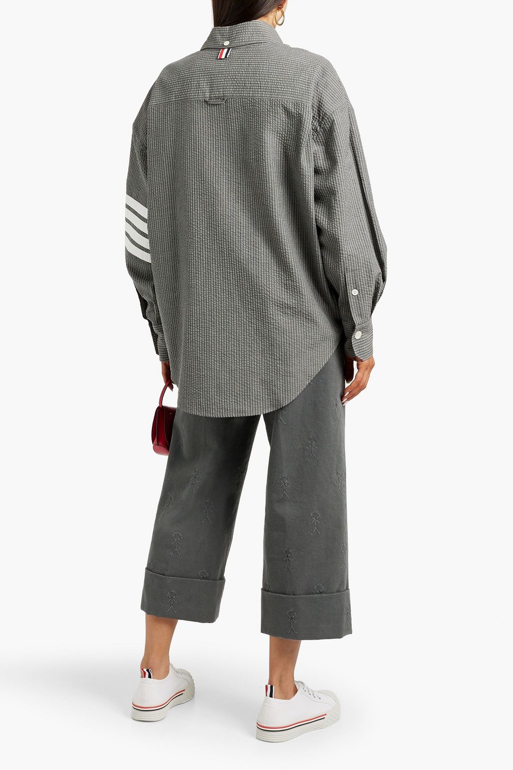 THOM BROWNE Striped cashmere-seersucker shirt