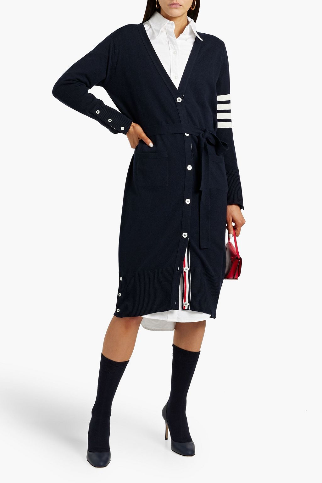 THOM BROWNE Striped cashmere cardigan