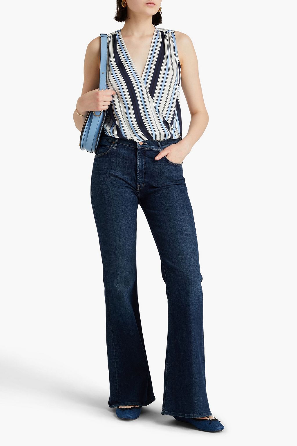 VERONICA BEARD Rahi striped silk-blend satin top