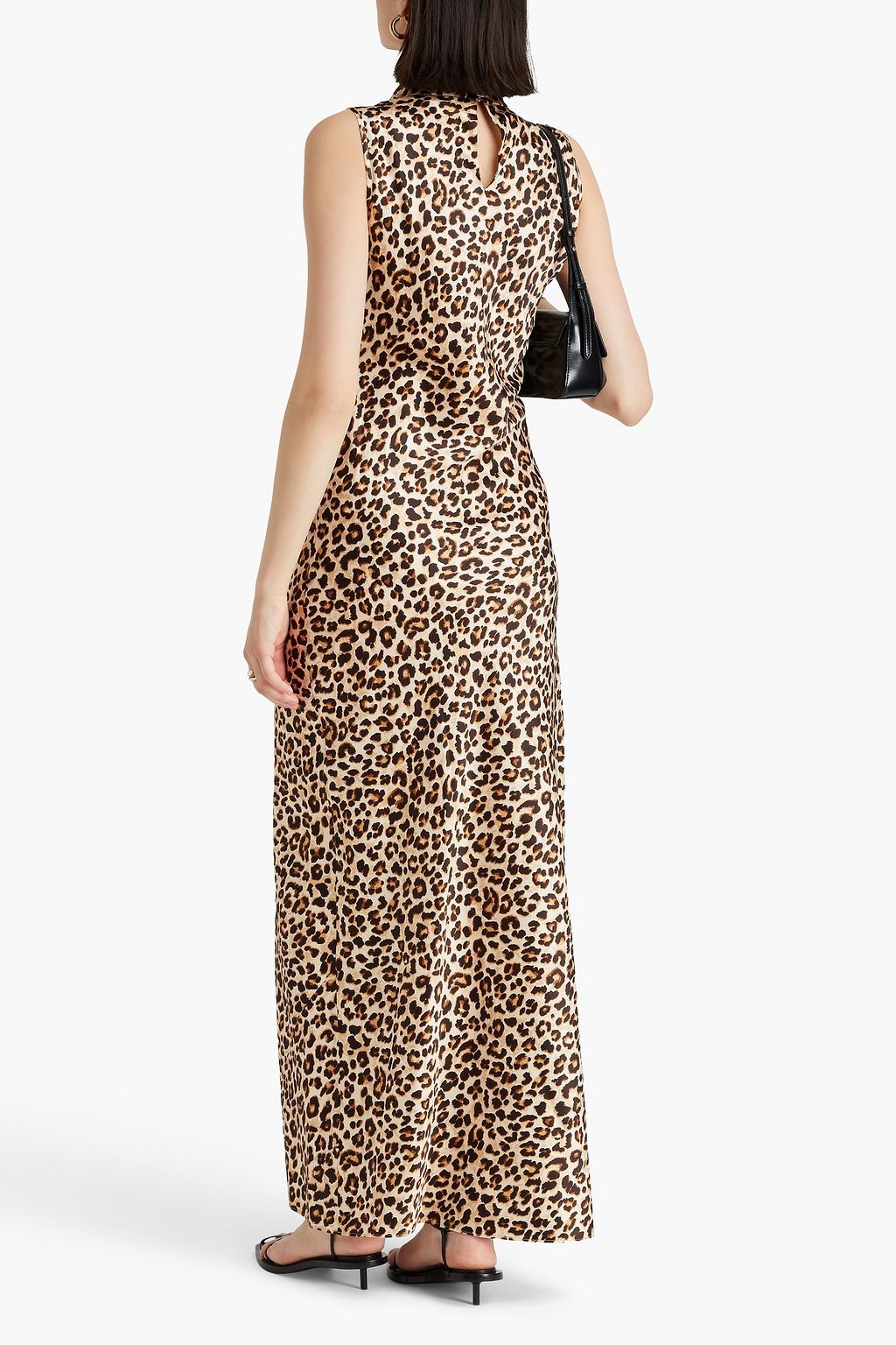 VERONICA BEARD Kura draped leopard-print silk-blend satin maxi dress