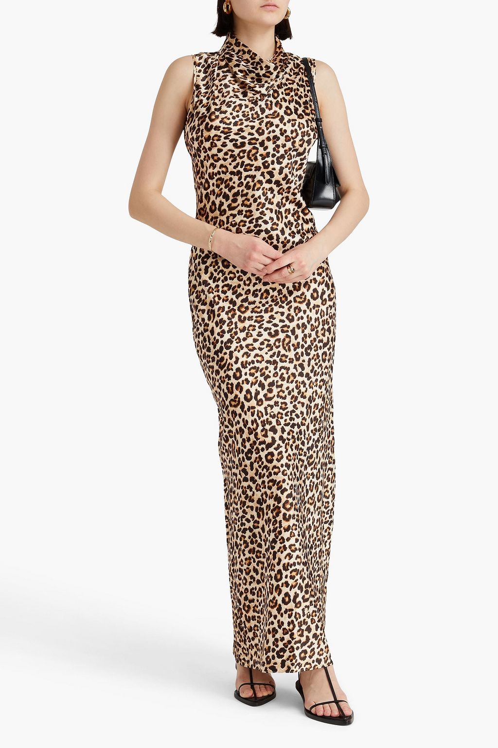 VERONICA BEARD Kura draped leopard-print silk-blend satin maxi dress