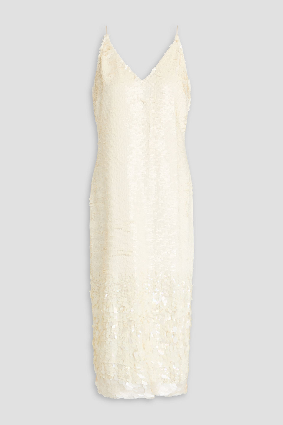 Veronica Beard Perla Sequin-embellished Georgette Midi Slip Dress In Elfenbein