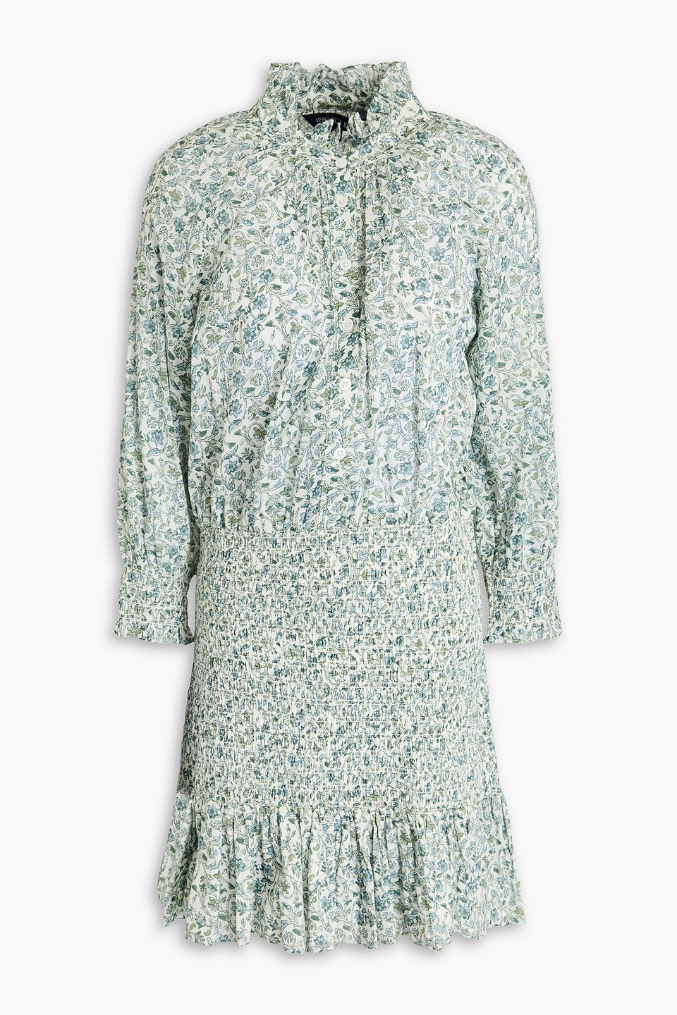 Corsica shirred floral-print cotton mini dress