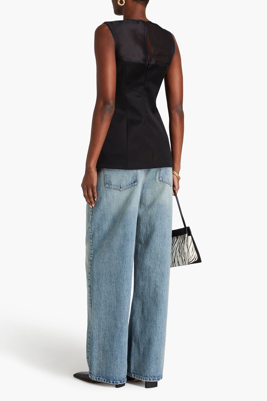 KHAITE Sasmo cotton-blend satin and organza top