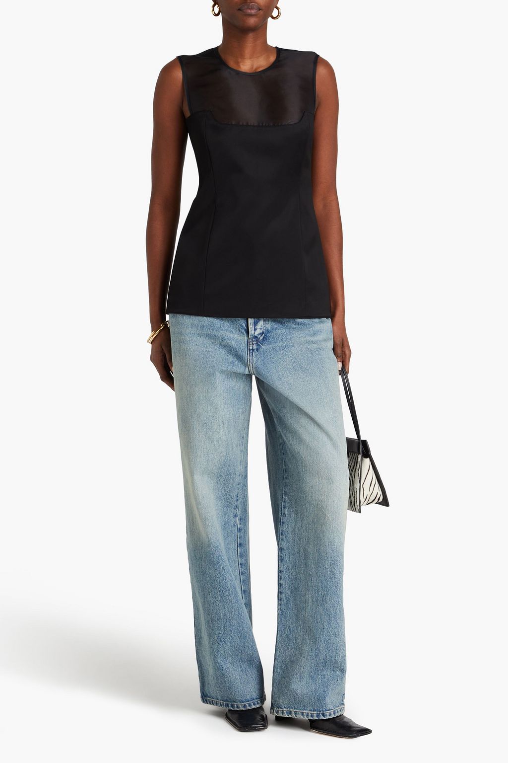 KHAITE Sasmo cotton-blend satin and organza top