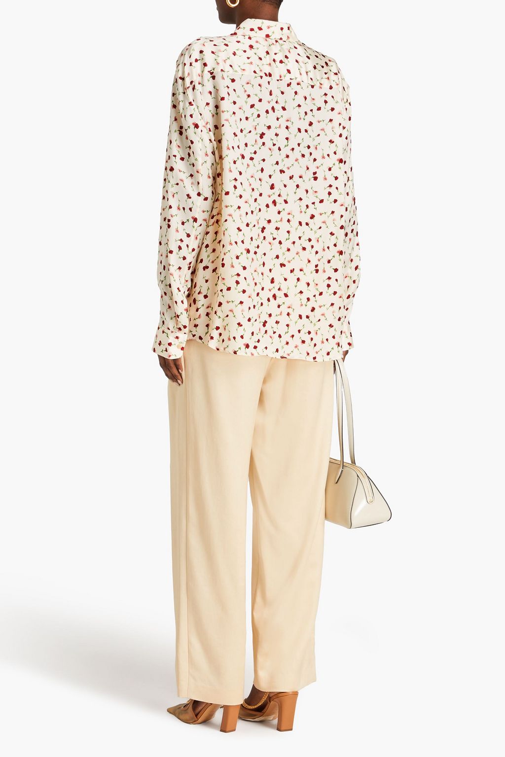 KHAITE Argo floral-print cupro-satin shirt