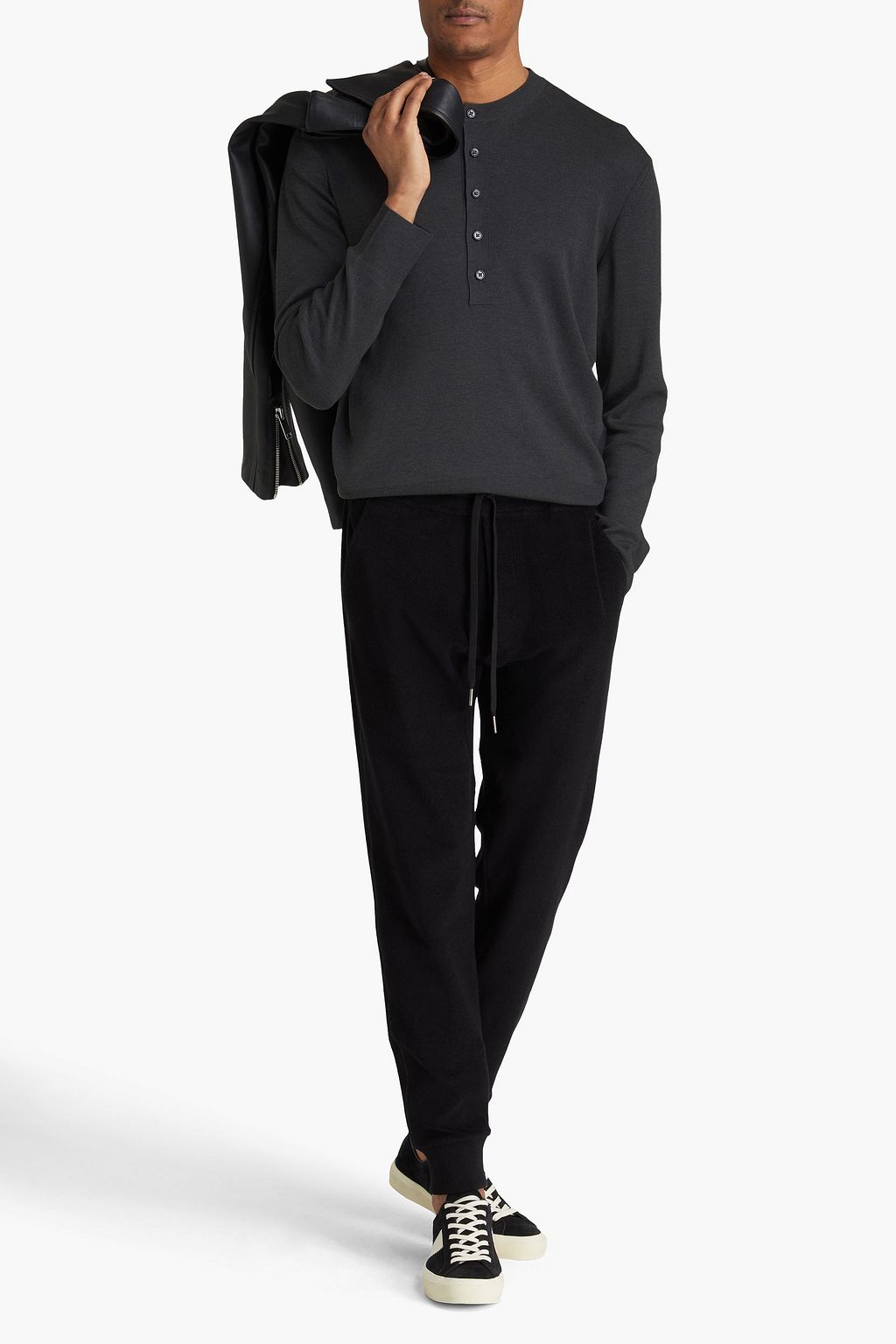 TOM FORD Pullover aus Seide mit Henley-Kragen