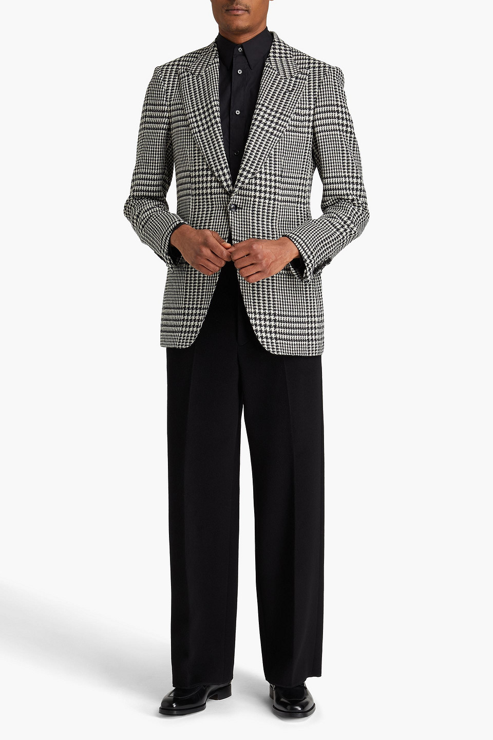  Tom Ford - Blazer Aus Tweed Aus Einer Woll-mohair-kaschmirmischung Mit Hahnentrittmuster - Schwarz - It 50 