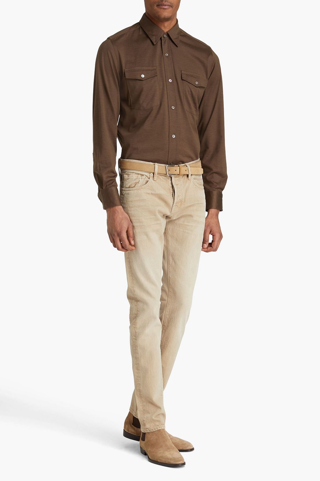 TOM FORD Silk and cotton-blend jersey shirt
