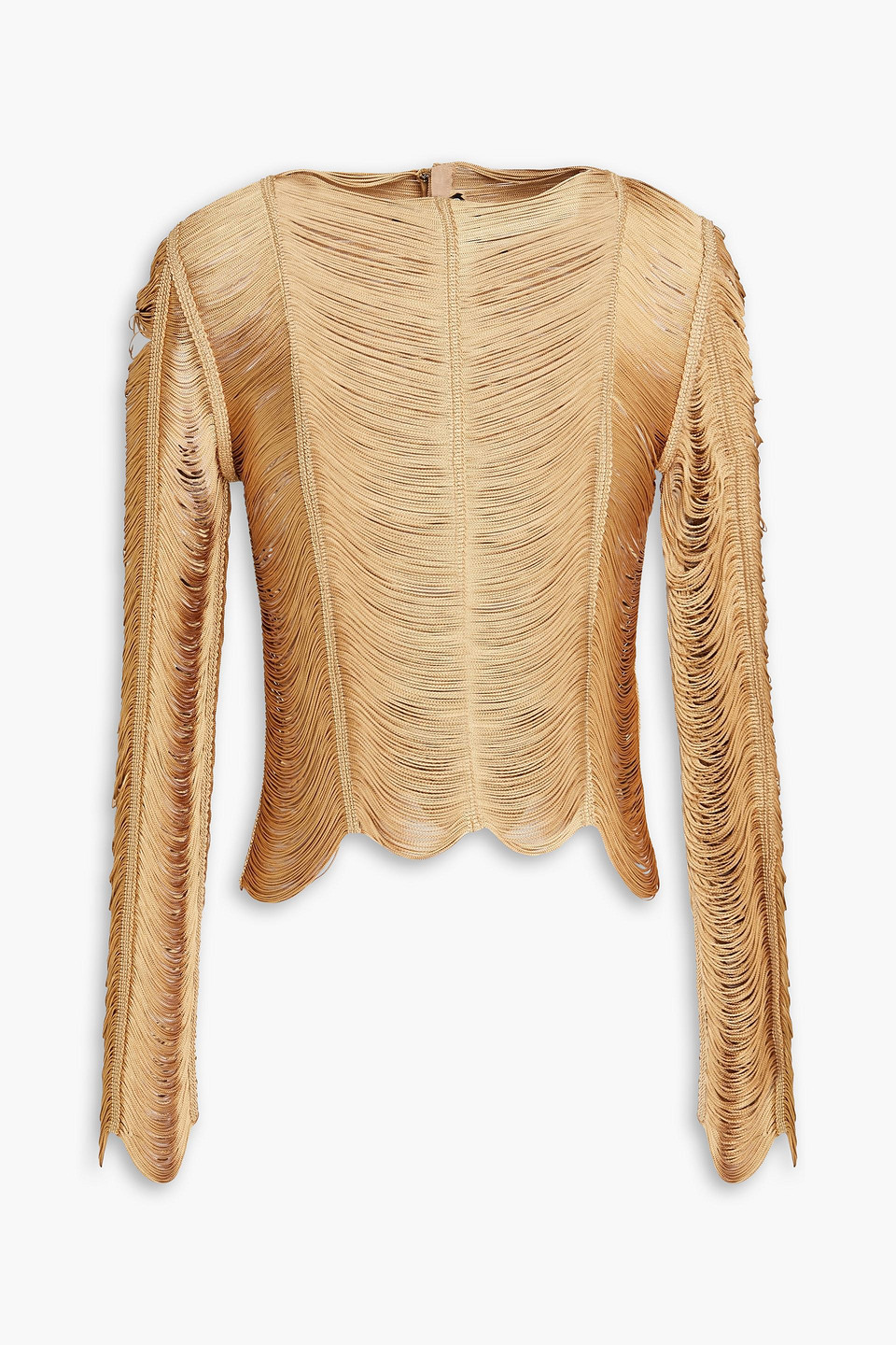 tom ford - fringed open-knit top - metallic - it 40
