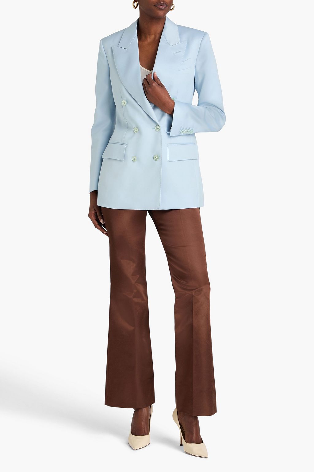 TOM FORD Double-breasted wool and silk-blend mikado blazer