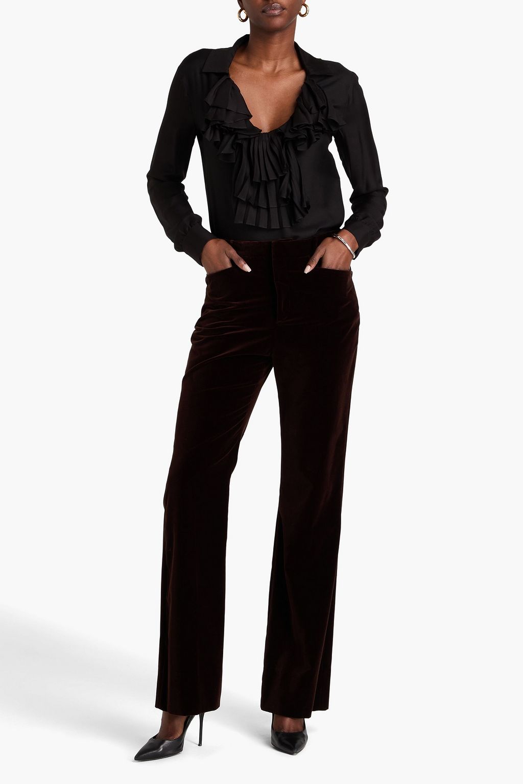 TOM FORD Oberteil aus Twill mit Rüschen