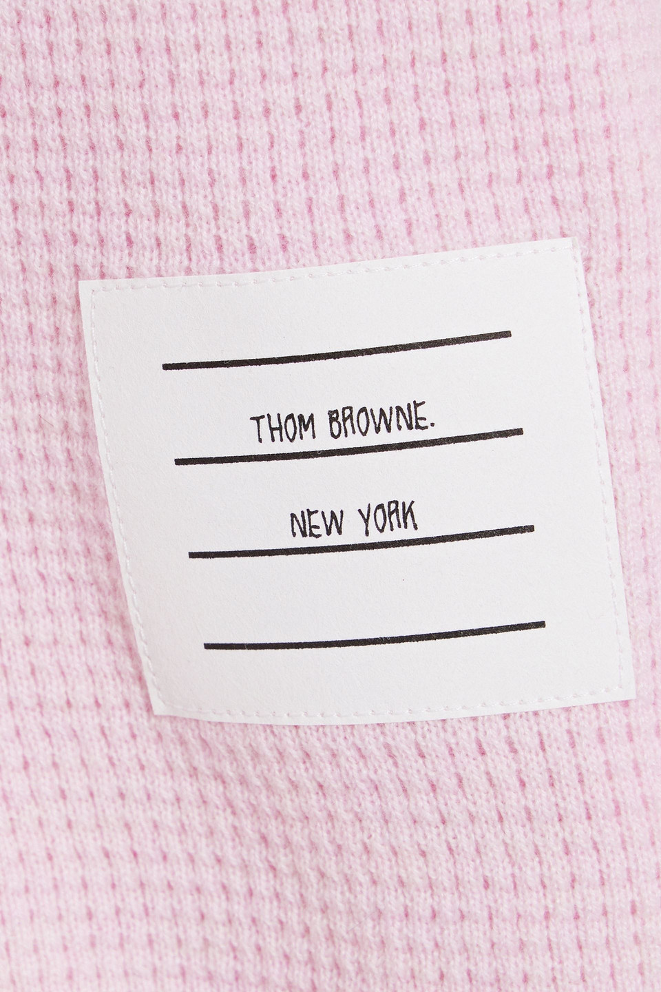 Thom Browne Striped Waffle-knit Cashmere And Wool-blend Sweater In Baby Pink