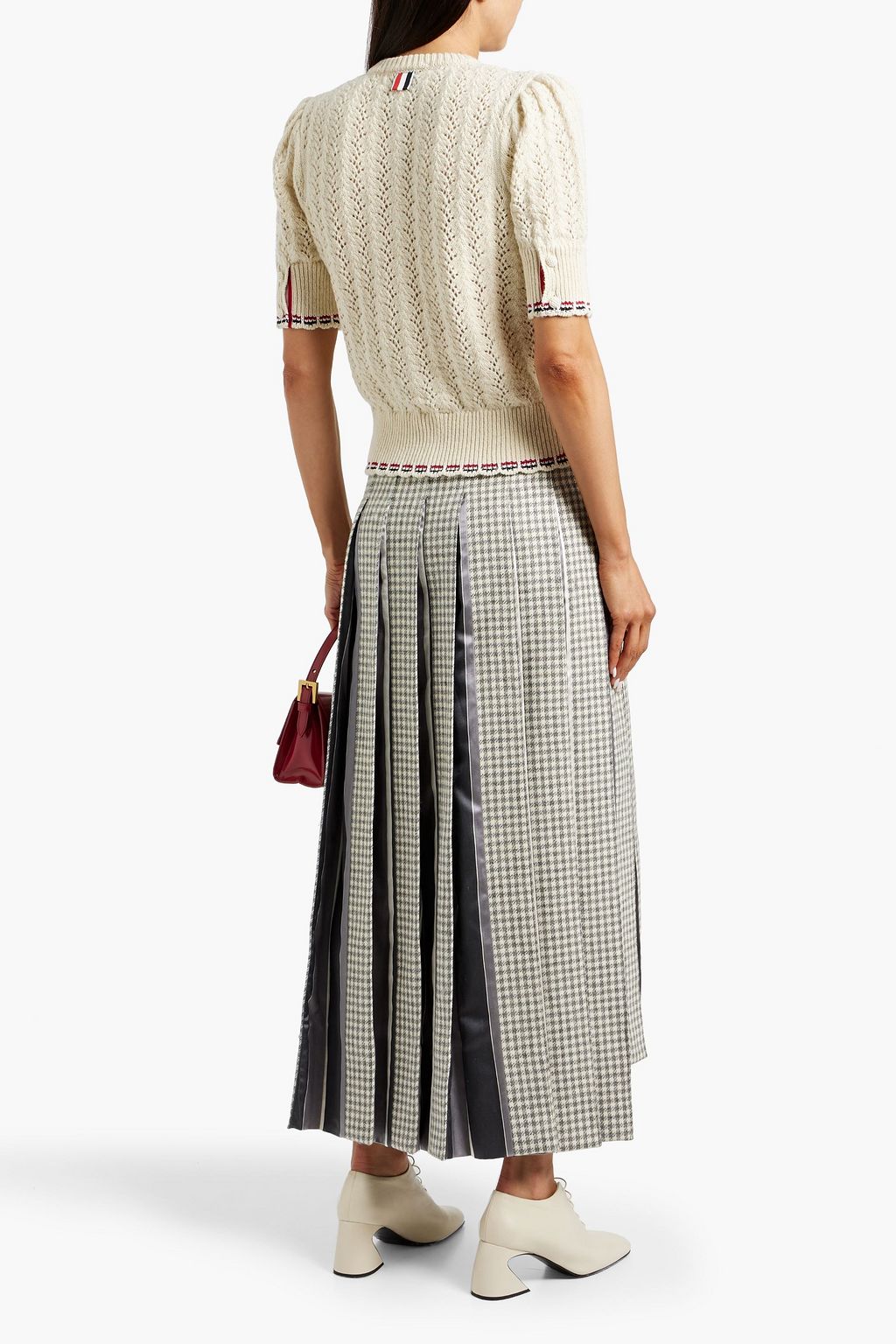 THOM BROWNE Pointelle-knit wool, mohair and cotton-blend cardigan