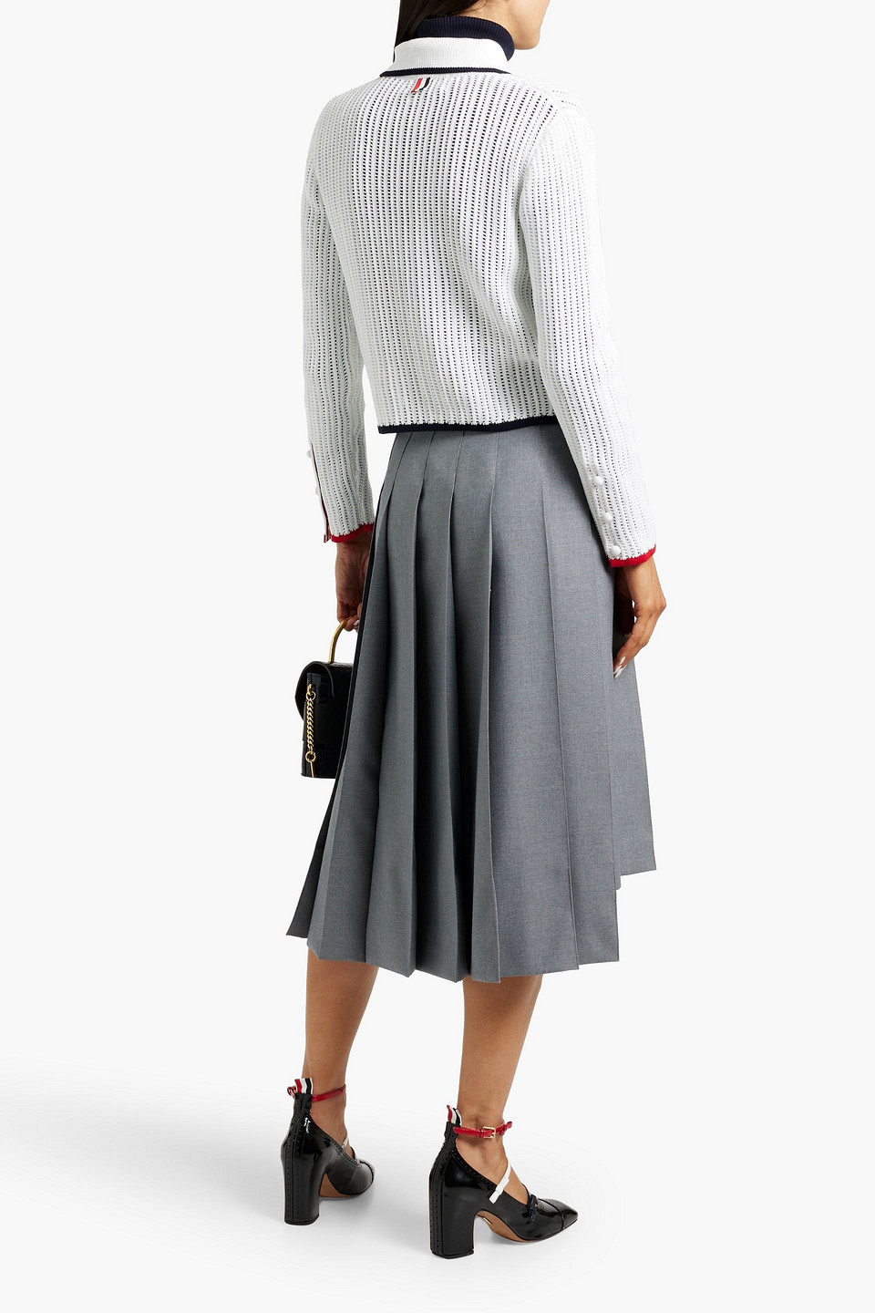 Thom Browne Pointelle-knit Cotton Cardigan In White
