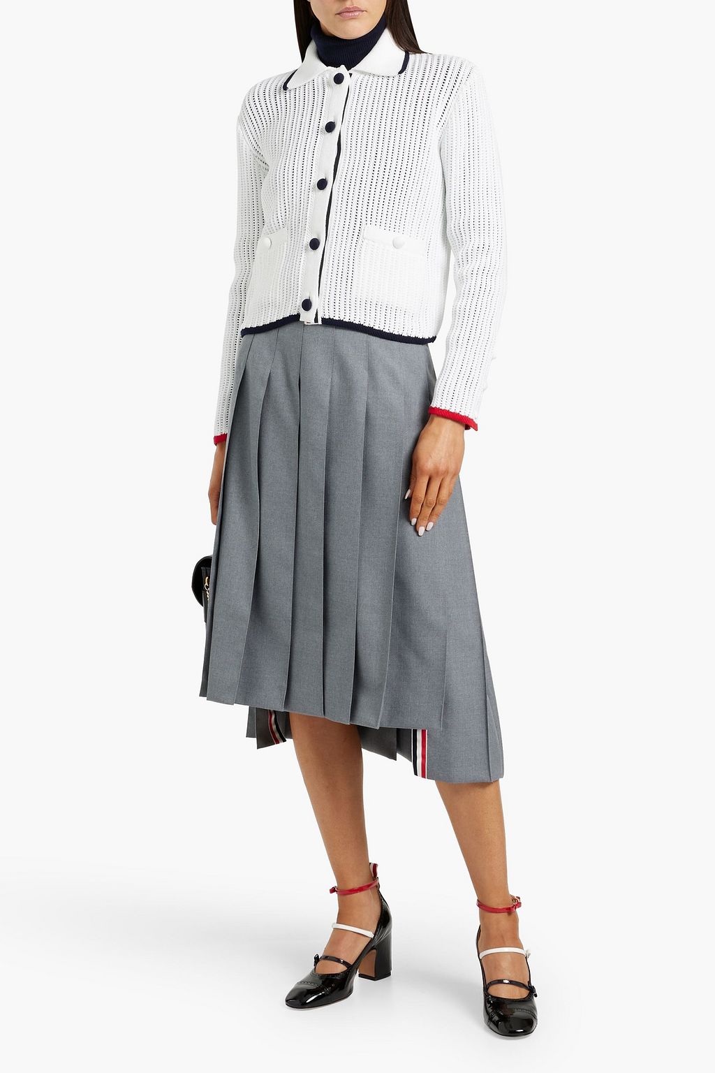 THOM BROWNE Pointelle-knit cotton cardigan