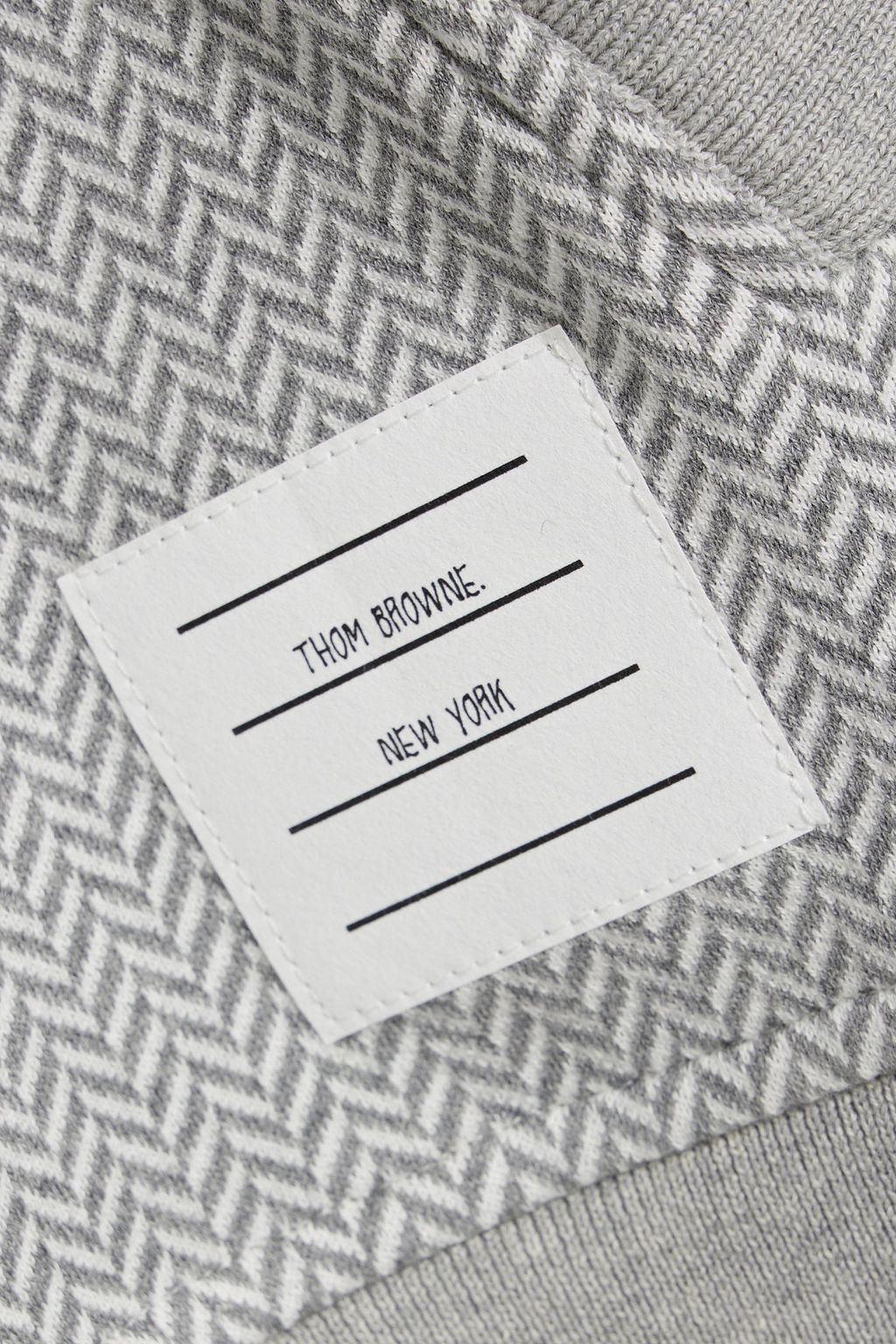 THOM BROWNE Herringbone cotton hooded cardigan