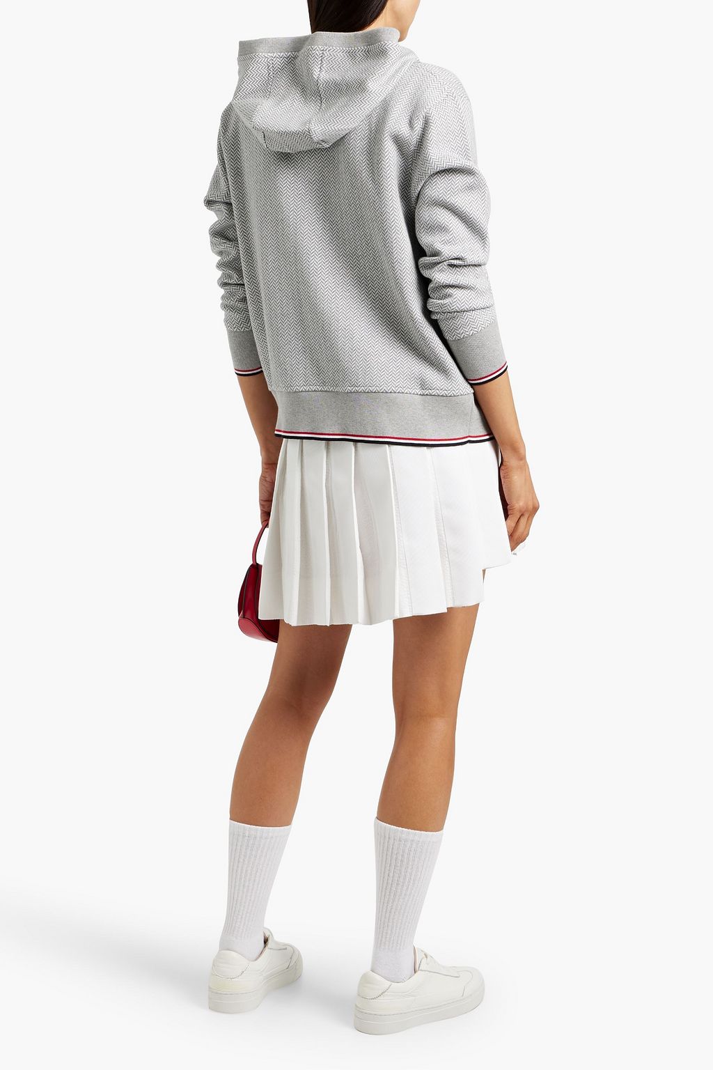 THOM BROWNE Herringbone cotton hooded cardigan