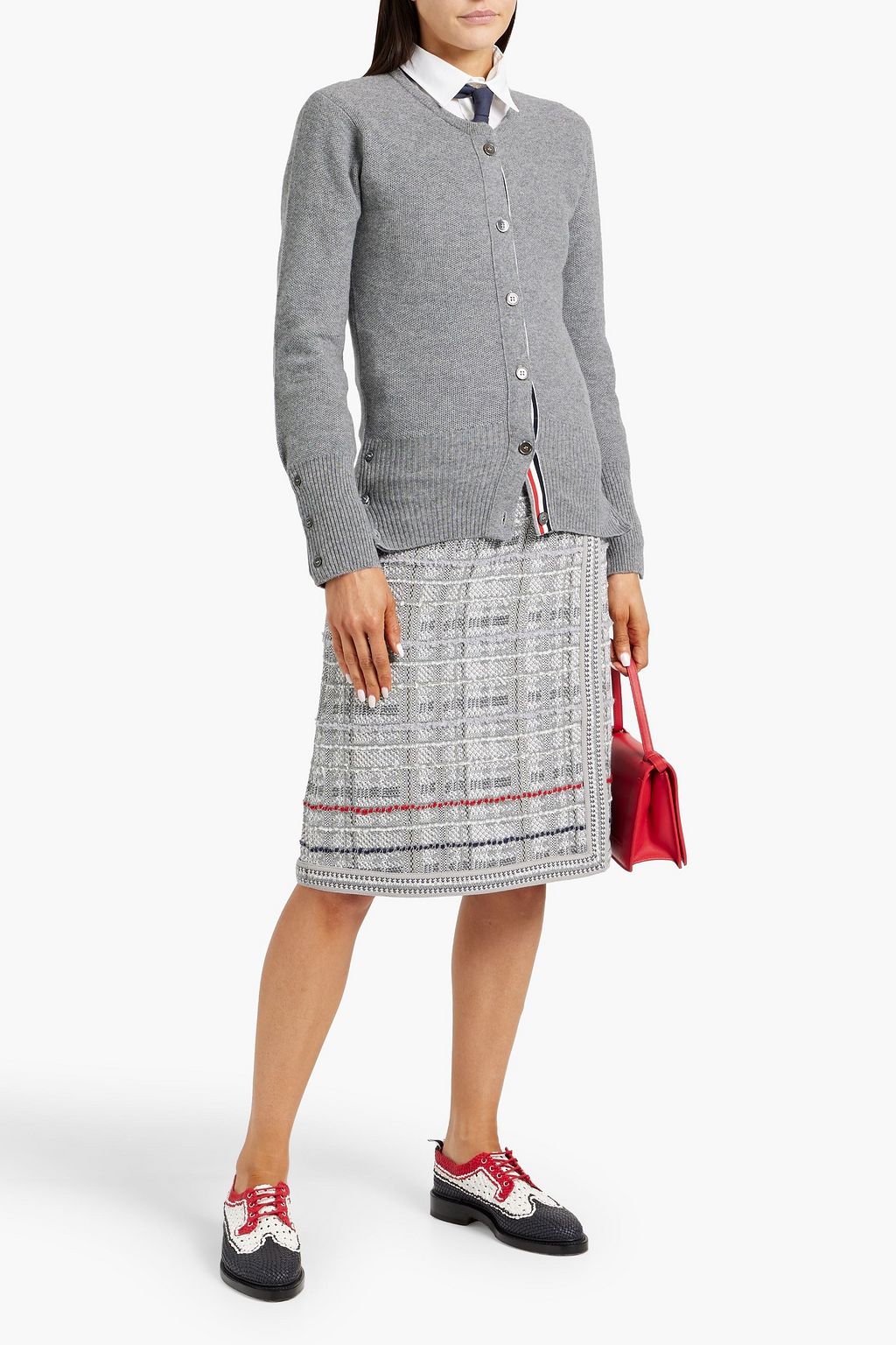 THOM BROWNE Cashmere-piqué cardigan