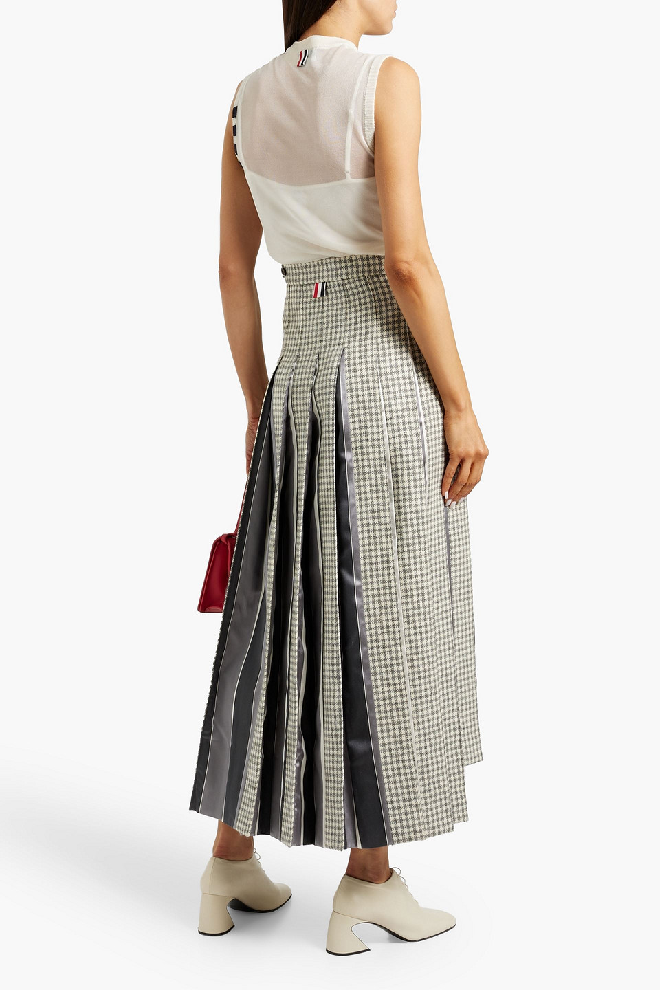 Thom Browne Tie-neck Silk Top In Ivory