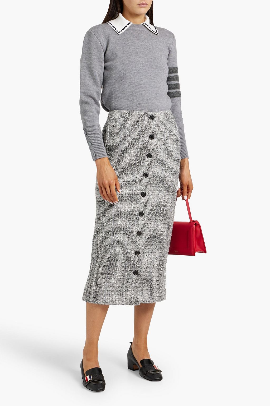 THOM BROWNE Striped merino wool sweater