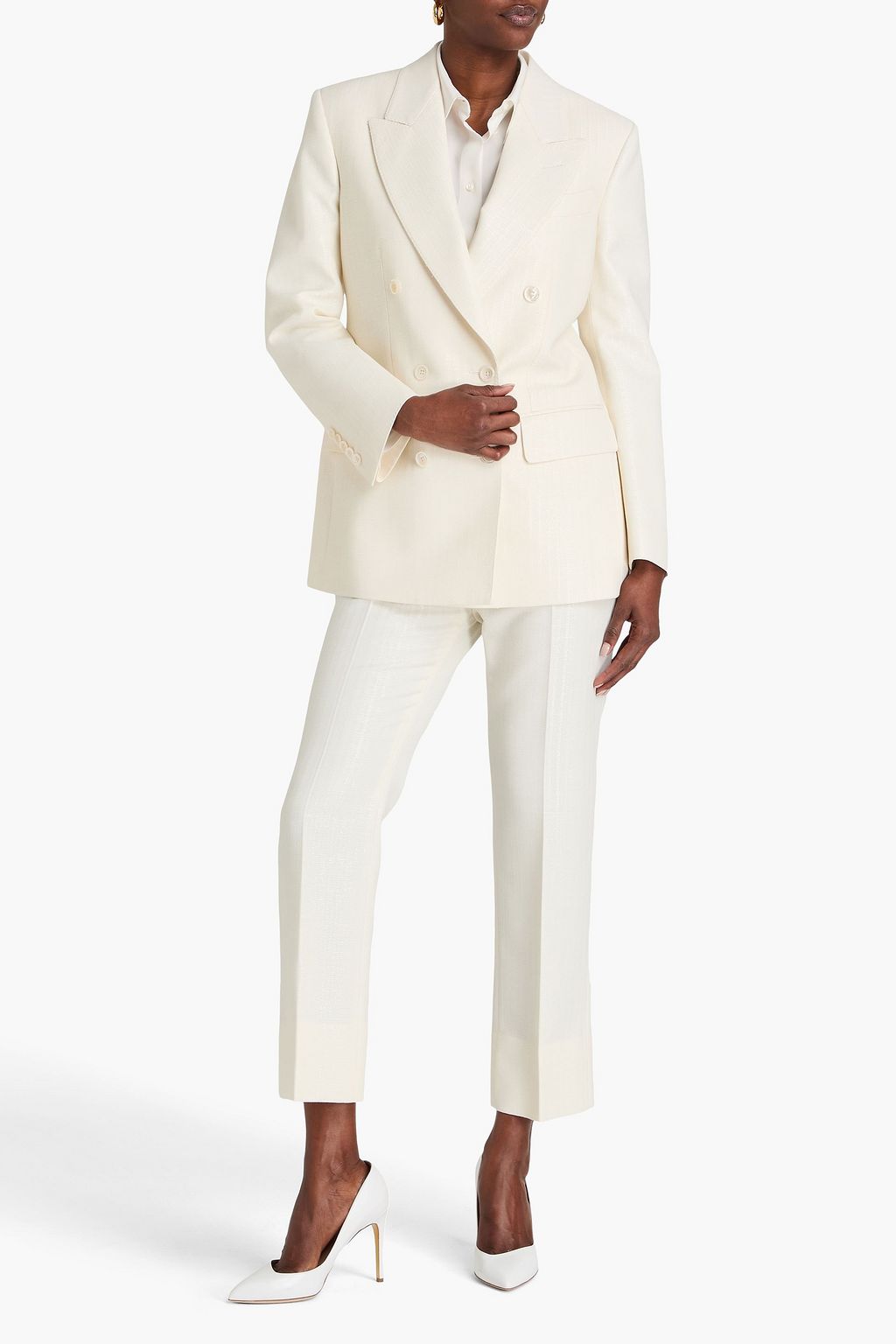 TOM FORD Doppelreihiger Blazer aus einer Wollmischung in Metallic-Optik