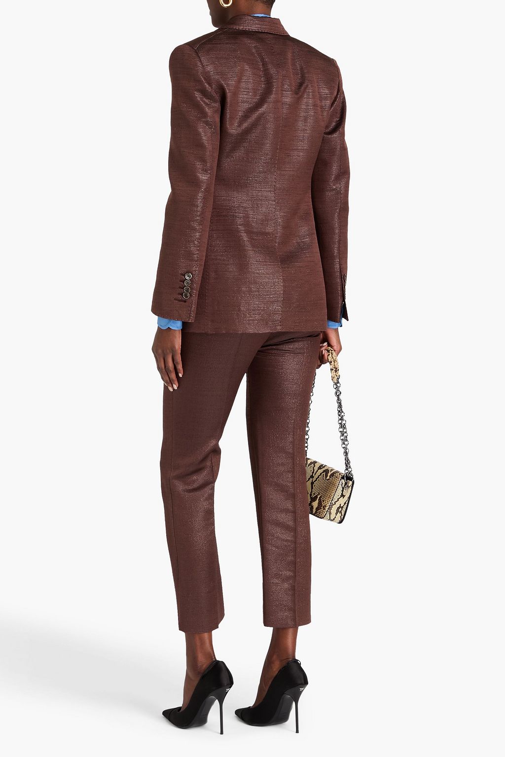 TOM FORD Doppelreihiger Blazer aus einer Wollmischung in Metallic-Optik