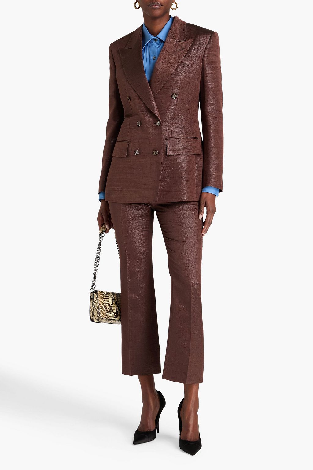 TOM FORD Doppelreihiger Blazer aus einer Wollmischung in Metallic-Optik