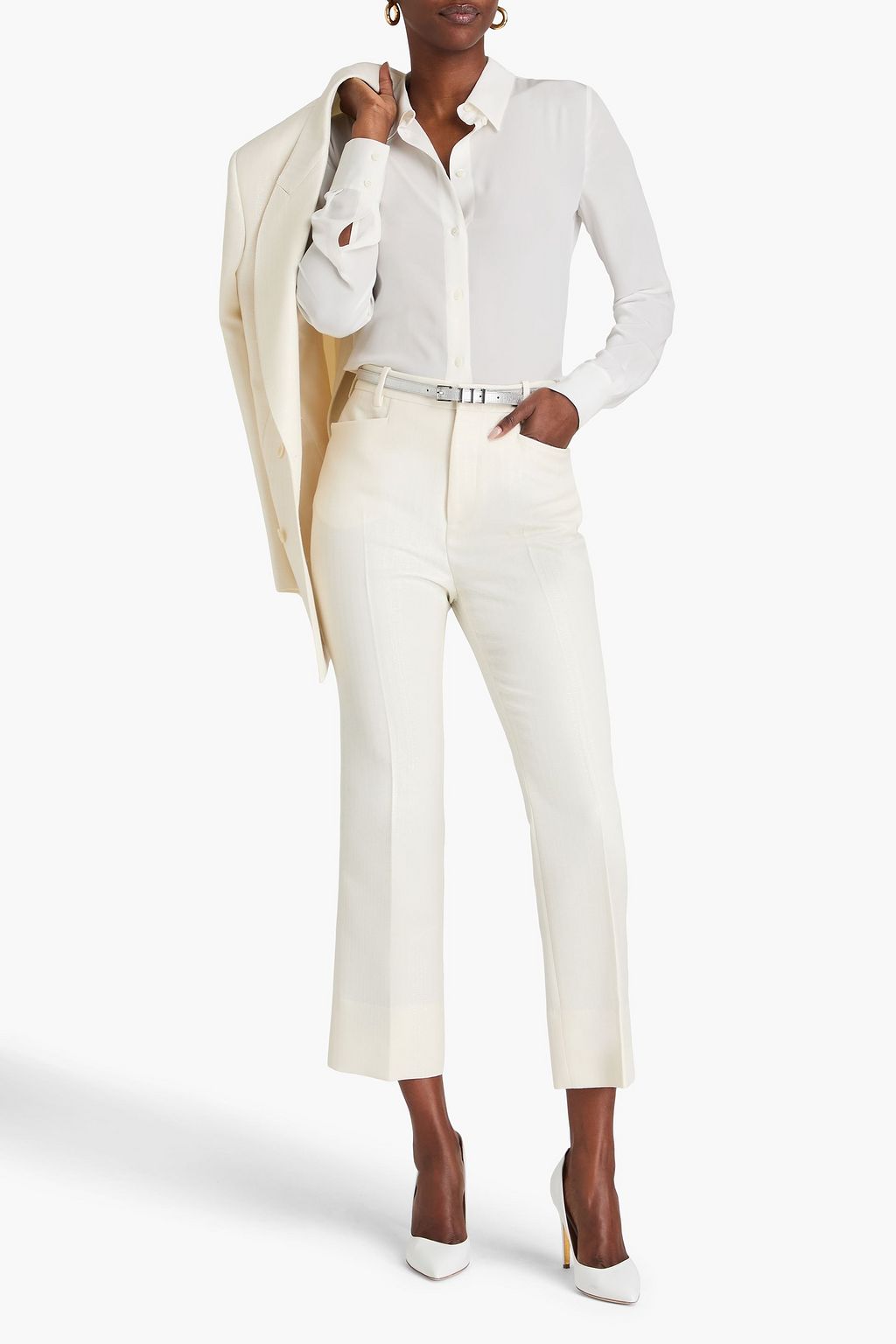 TOM FORD Hose mit geradem Bein aus einer Wollmischung mit Fischgratmuster in Metallic-Optik