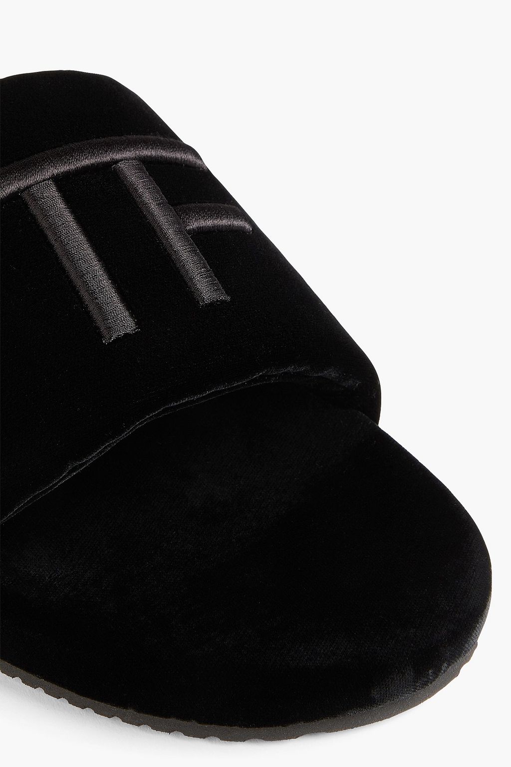 TOM FORD حذاء سلايد من المخمل المطرّز