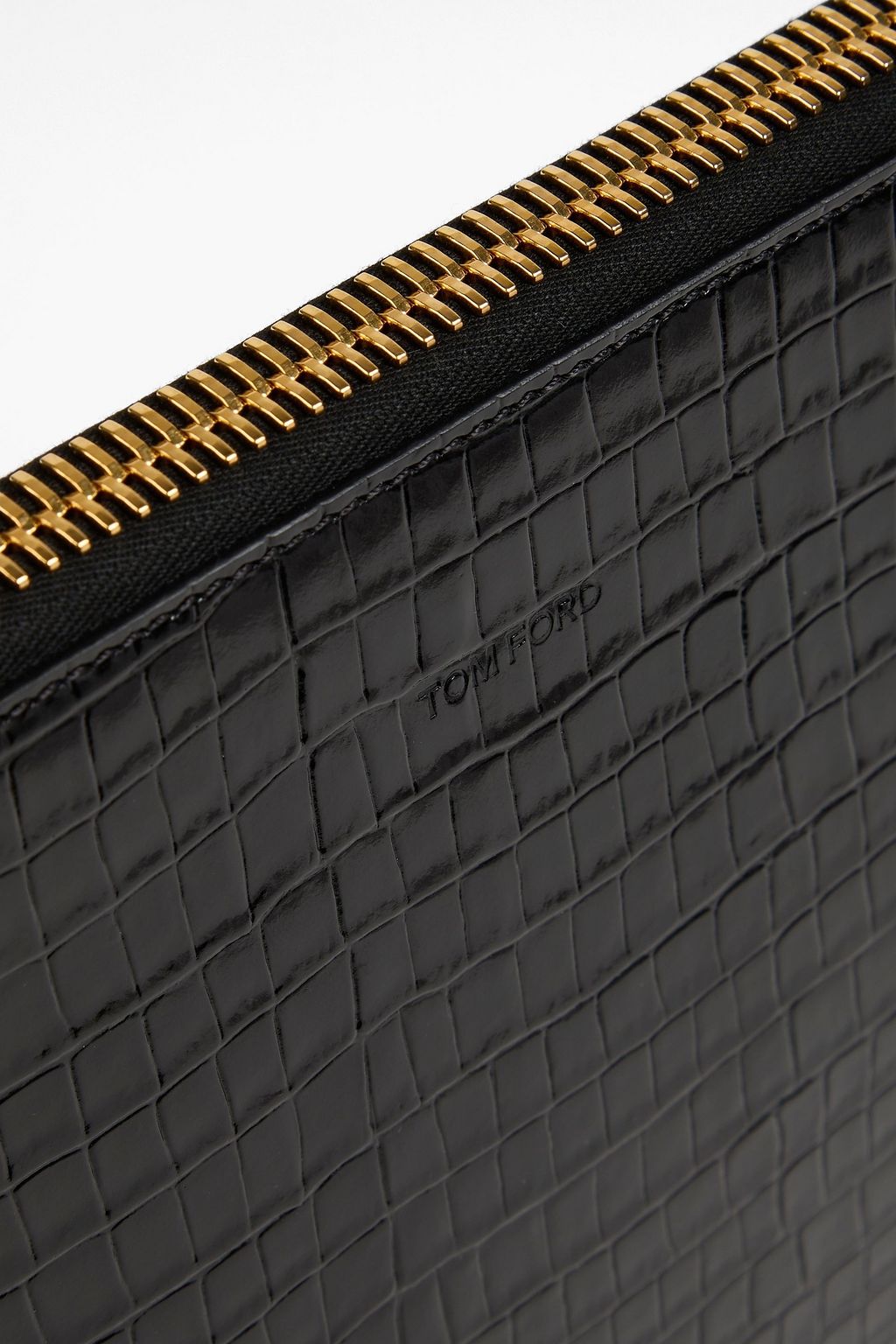 TOM FORD حقيبة باوتش من الجلد بنقشة جلد التمساح