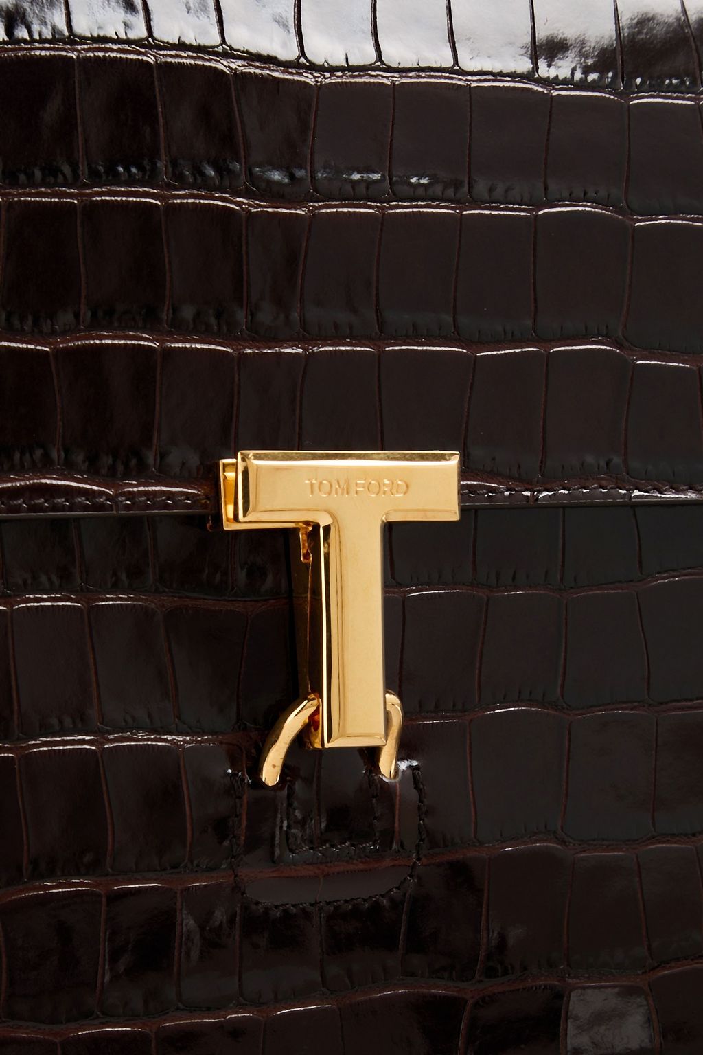 TOM FORD حقيبة باوتش من الجلد بنقشة جلد التمساح