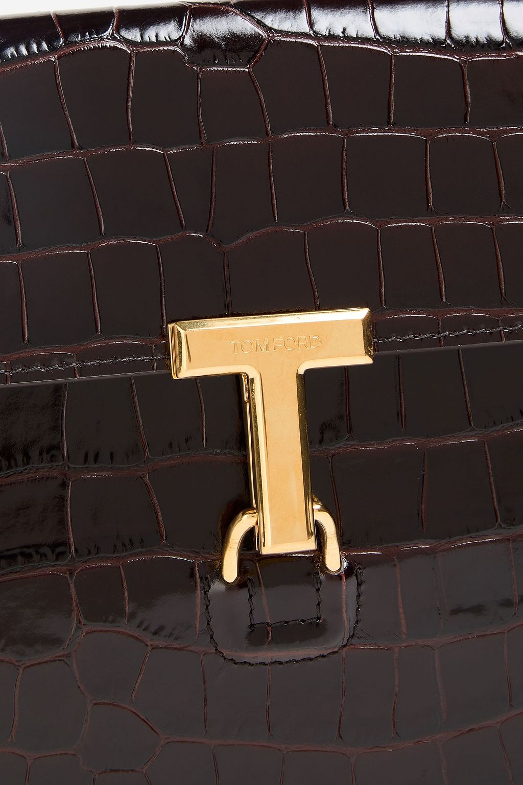 TOM FORD حقيبة باوتش من الجلد بنقشة جلد التمساح