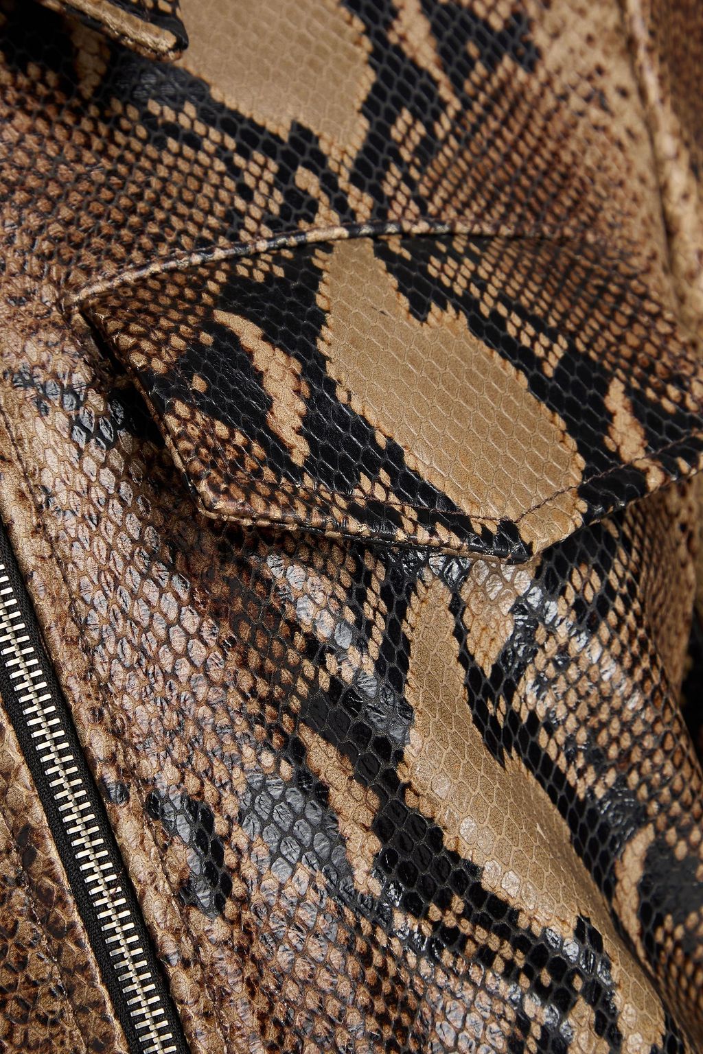 KHAITE Hector cropped snake-effect leather jacket