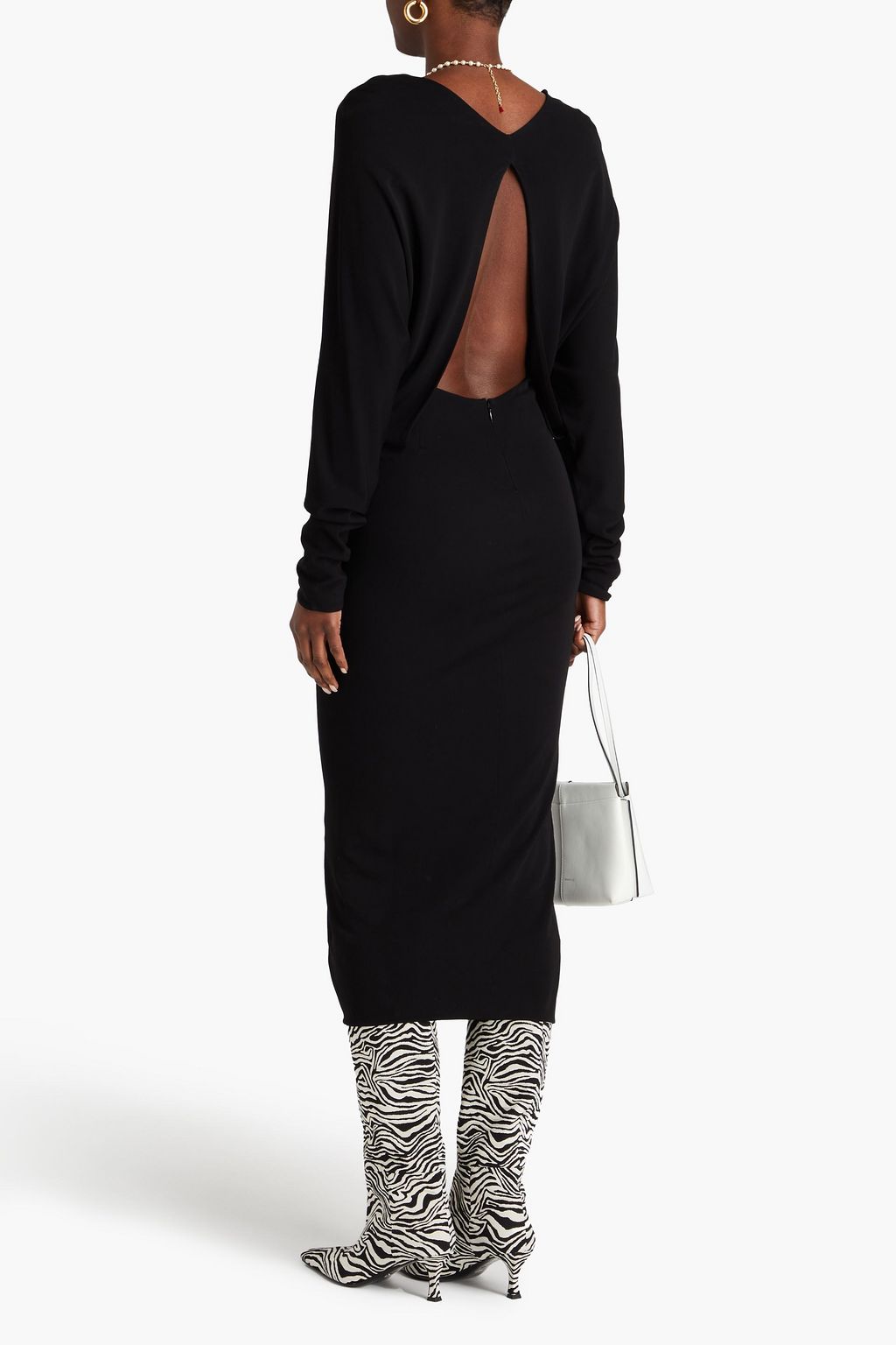 KHAITE Trina draped cutout crepe midi dress