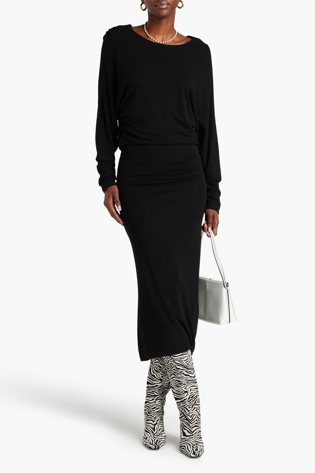 KHAITE Trina draped cutout crepe midi dress