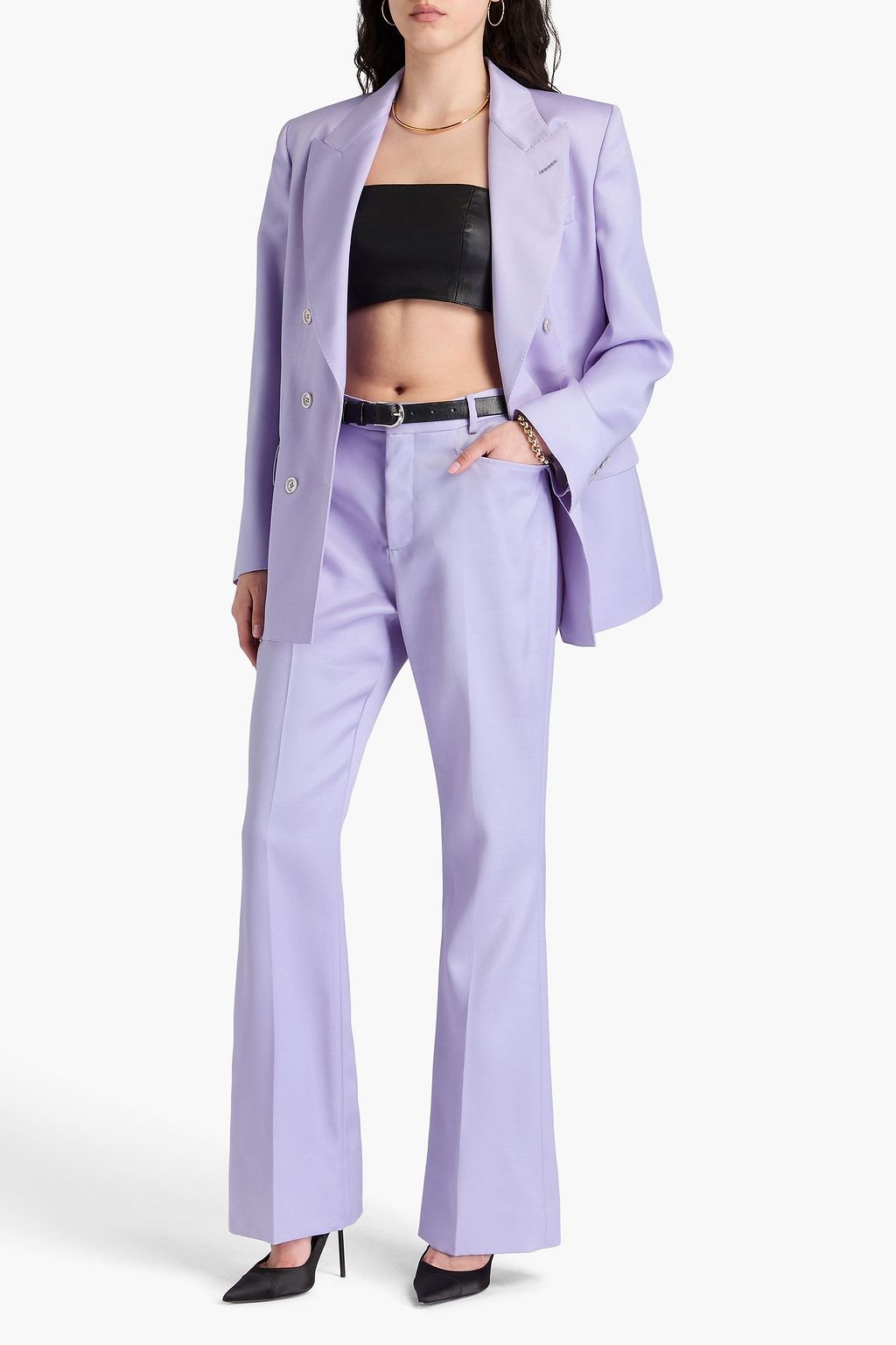 TOM FORD 울 실크 혼방 미카도 플레어 팬츠