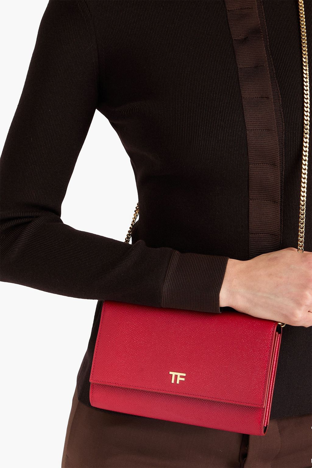 TOM FORD حقيبة كروس بودي من الجلد المُحبّب