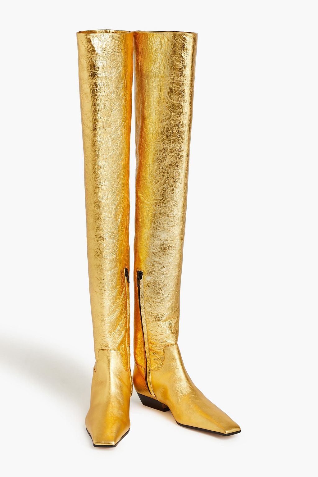 KHAITE Marfa metallic leather thigh boots