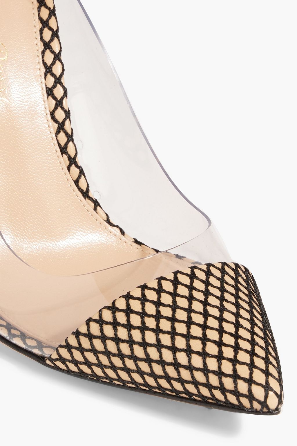 GIANVITO ROSSI Fishnet and PVC pumps