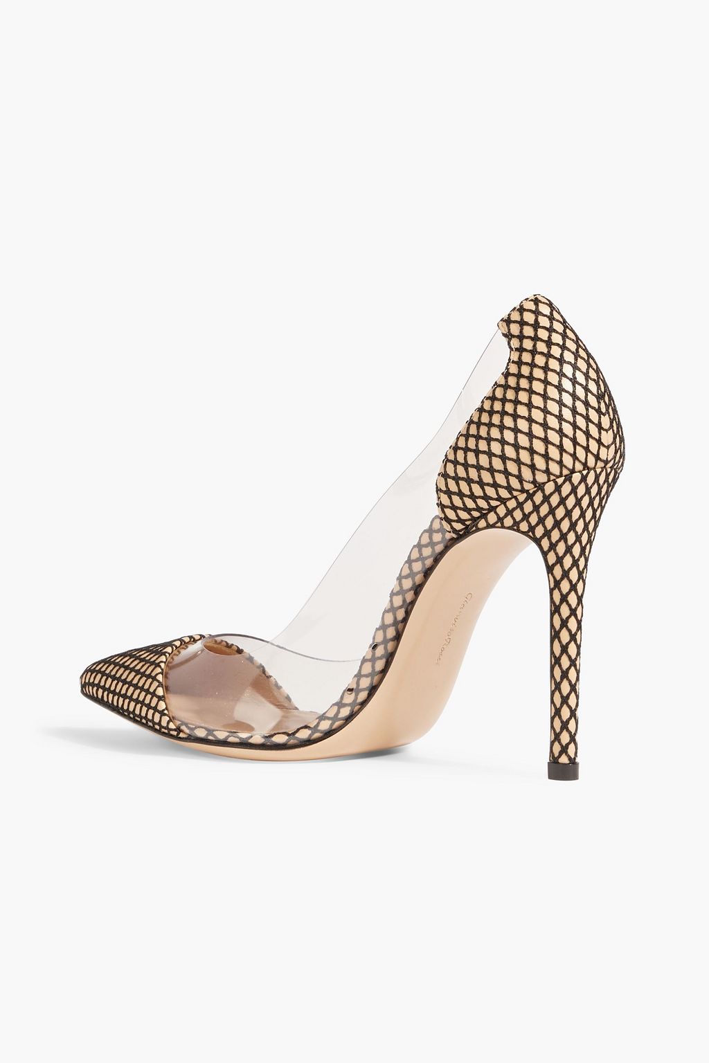 GIANVITO ROSSI Fishnet and PVC pumps