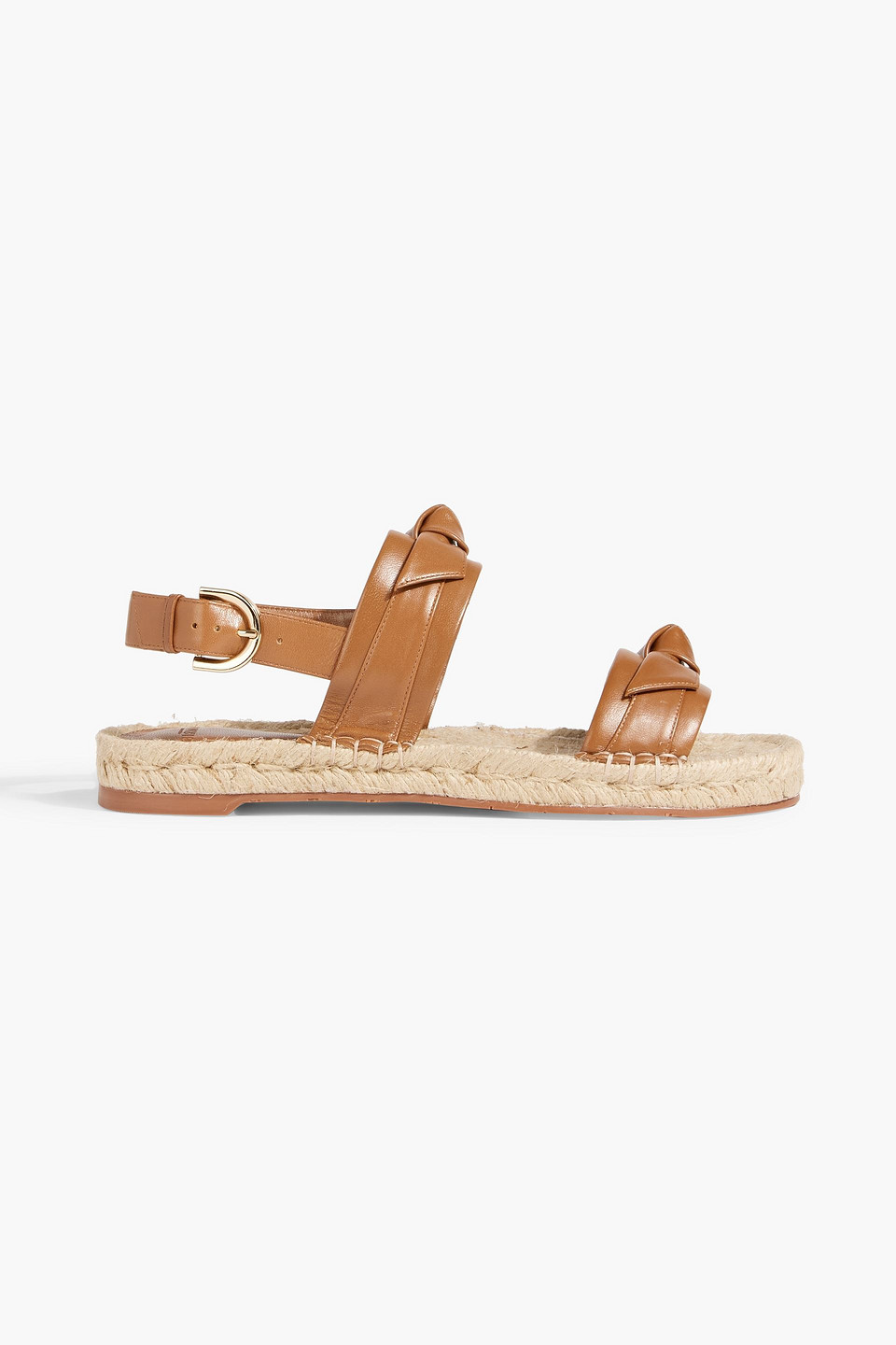 Alexandre Birman Clarita Bow-detailed Leather Espadrille Slingback Sandals In Light Brown