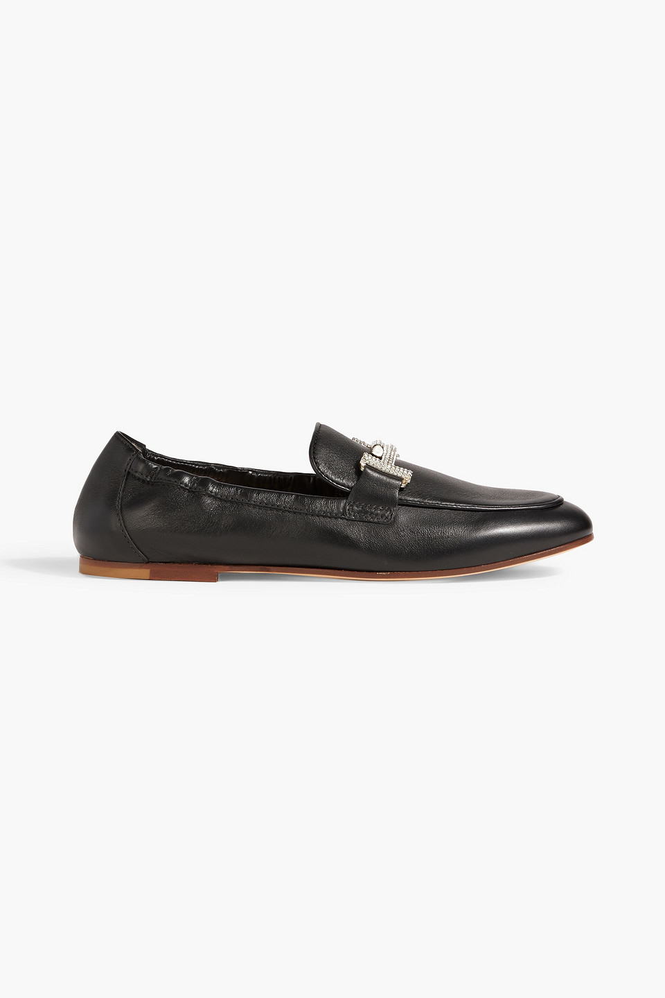 Tod's Double T Leather Loafers In Black