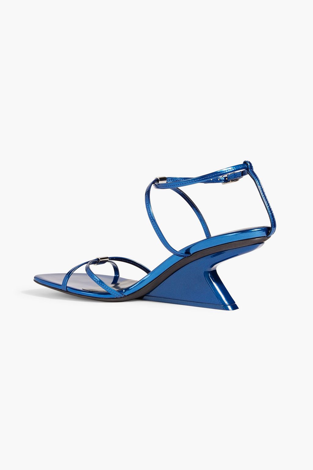 KHAITE Seneca metallic leather wedge sandals