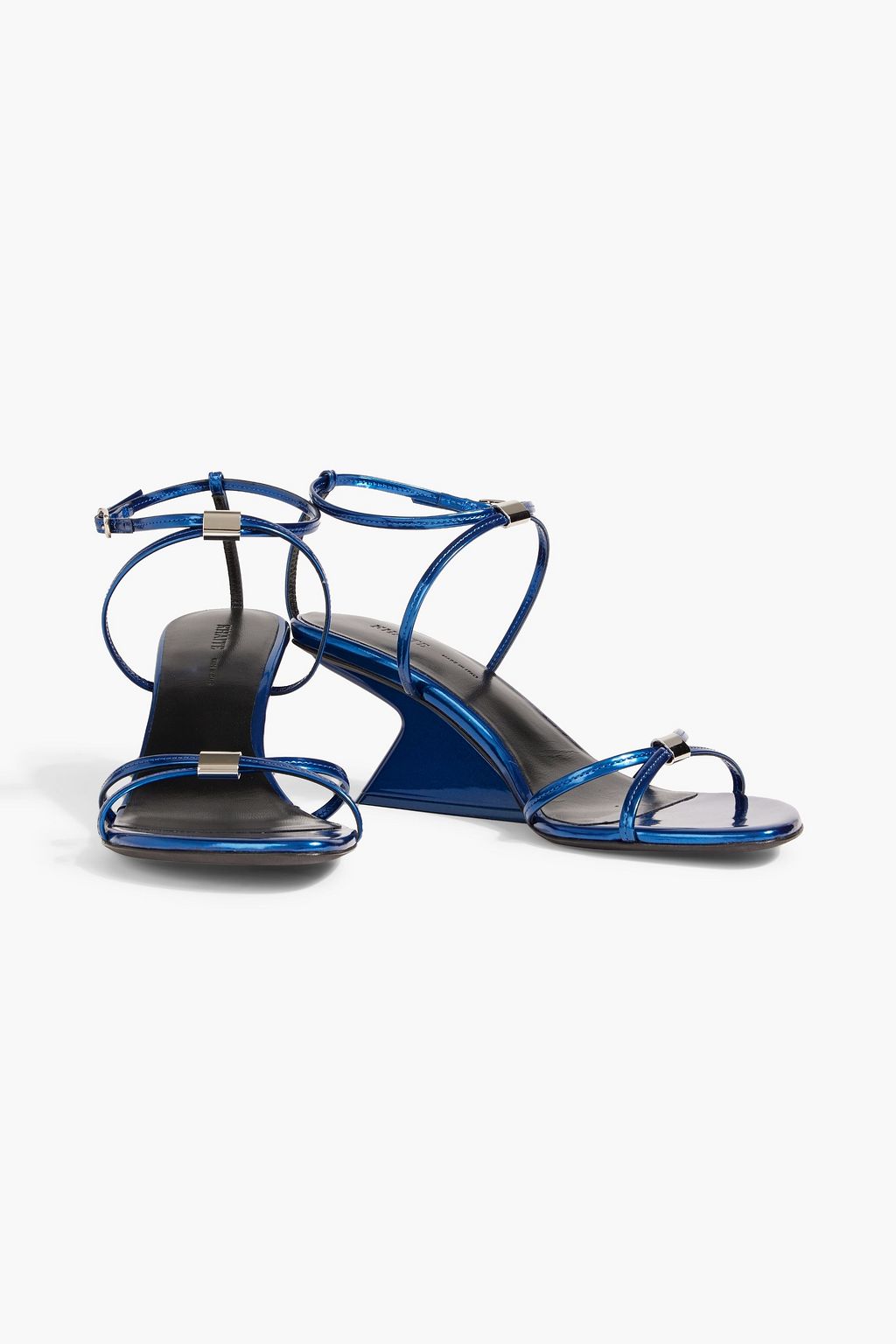 KHAITE Seneca metallic leather wedge sandals