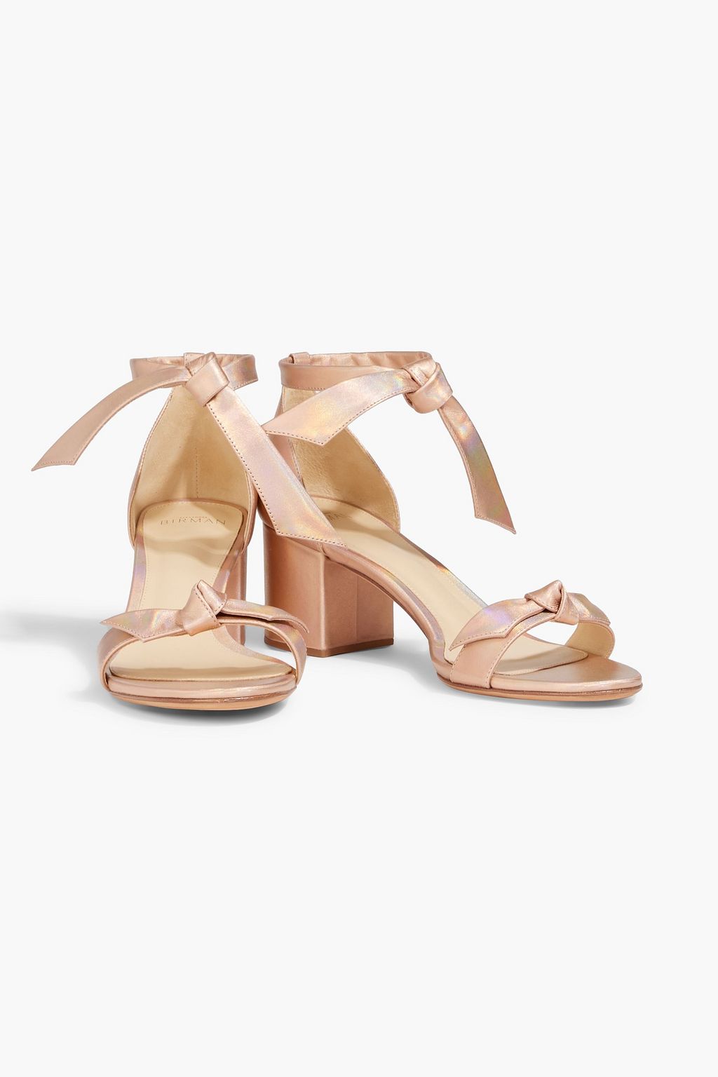 ALEXANDRE BIRMAN 클라리타 보우 디테일 이리데슨트 가죽 샌들