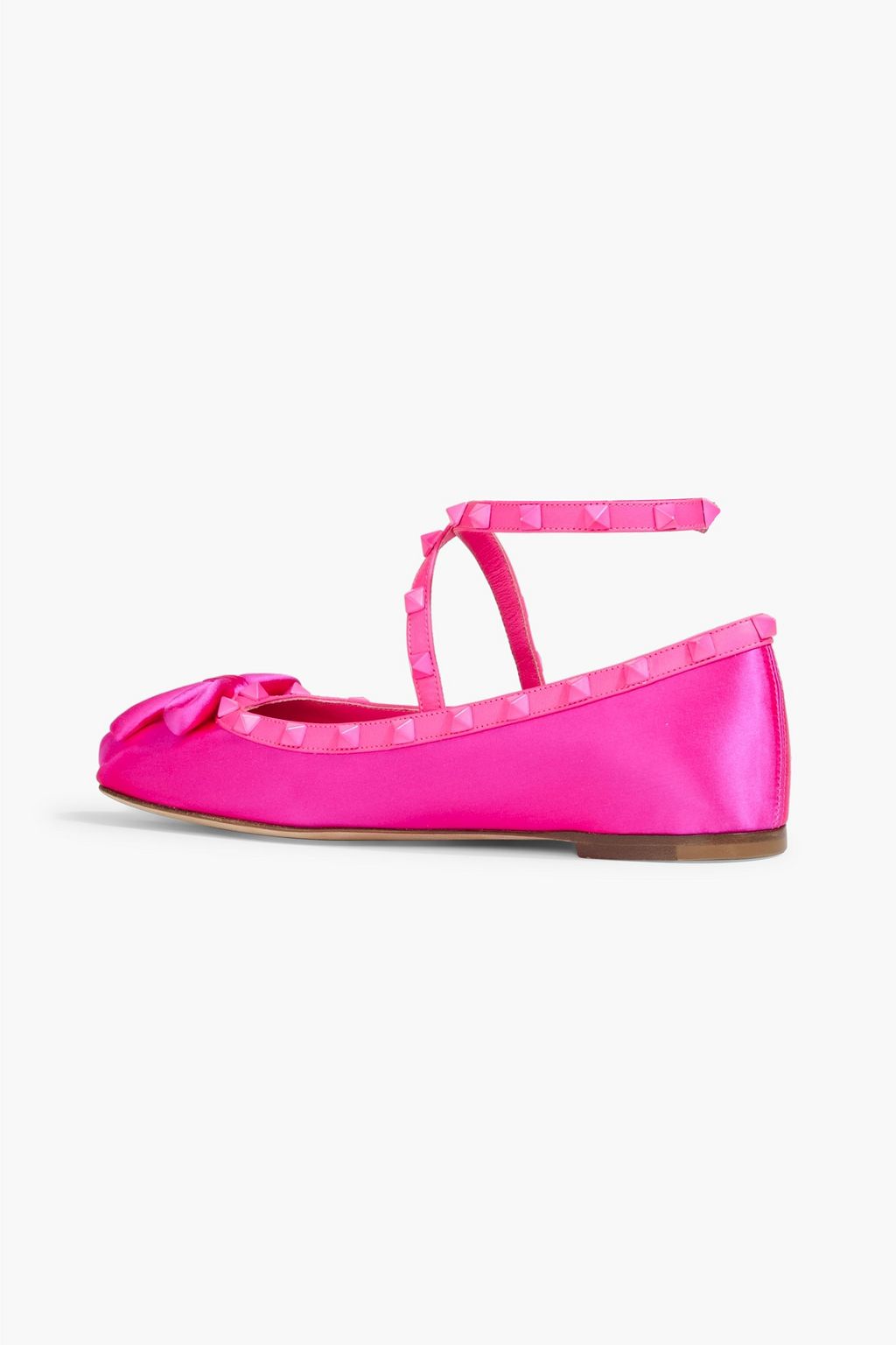 VALENTINO GARAVANI Rockstud neon satin ballet flats