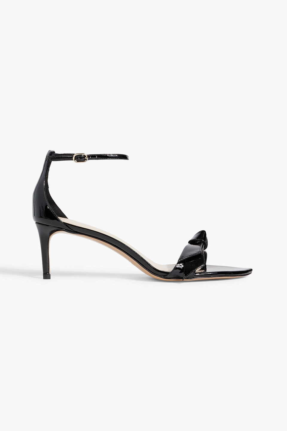 Alexandre Birman Clarita Patent Bow Ankle-strap Sandals In Schwarz
